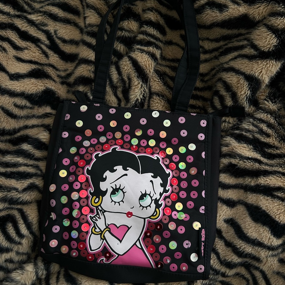 Betty Boop Black and Pink Sequin Tote